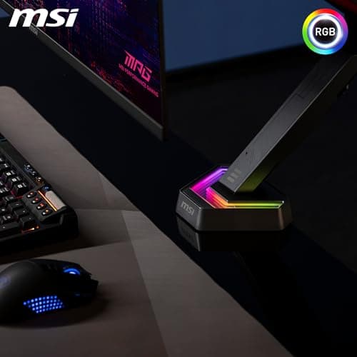 MSI MPG MT161R - Premium RGB Single Monitor Stand Arm, Supports 17-45" Screens and 35.2 lbs, VESA Compatible, Adjustable Spring Assisted Mount, Clamp & Grommet, Quick Release Plate - Black 7