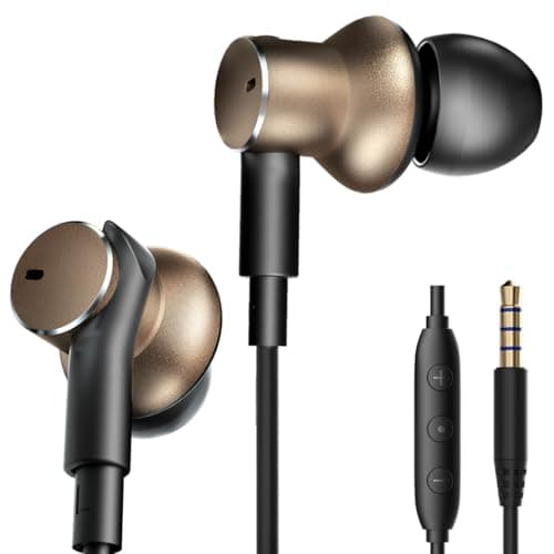 jechan Wired Earbud in Ear Headphones with Mic Noise-canceling,Deep bass Hi-Fi Noise Cancellation Earbuds Wired Immersive Bass Dual-Unit Earphones Compatible with iPhone 15 16 17 Android etc 5