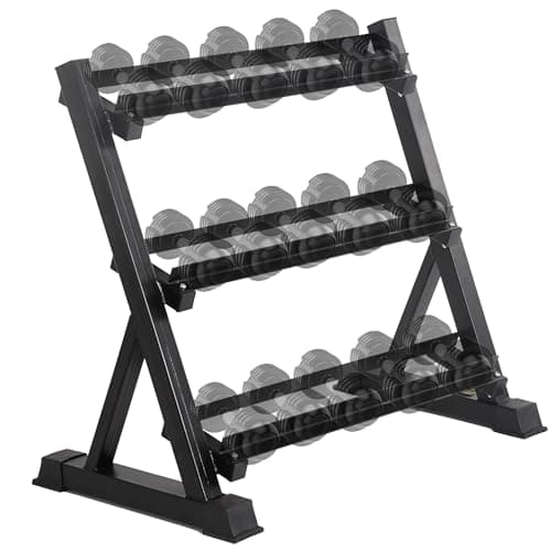 PayLessHere Dumbbell Rack 3 Tier Weight Storage Organizer Racks with Solid Steel Holder & 1000lbs Capacity For Home Gym, Black