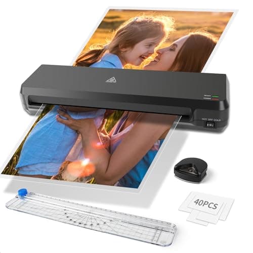 13 Inch A3 Laminator Machine, 7 in 1 Desktop Thermal Laminator, Never Jam with 40 Laminating Pouches, Paper Trimmer and Corner Rounder, Fast Warm-Up, Home Office School Use, Black