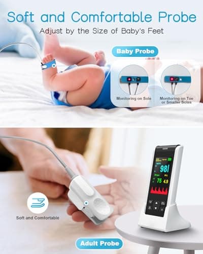 HOLFENRY Handheld Pulse Oximeter for Baby&Adult,Infant Pulse Oximeter Fingertip Rechargeable with Continuous Monitor&Alarm, Infant Oxygen Monitor Fingertip 7