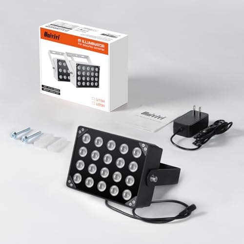 Univivi IR Illuminators 20 LEDs 850nm Long Range Illuminator 90 Degree Wide Angle Infrared Flood Light IP67 Waterproof for Security Camera IR Light Indoor&Outdoor 6