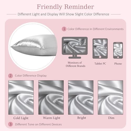 Mulberry Silk Pillow Cases with Zipper, Ultra Smooth Soft Breathable Cooling Pillow Cases for Hot Sleepers, Silk Satin Pillowcase for Hair and Skin, Gifts for Women (Beige, Standard Size, 1 Pack) 7