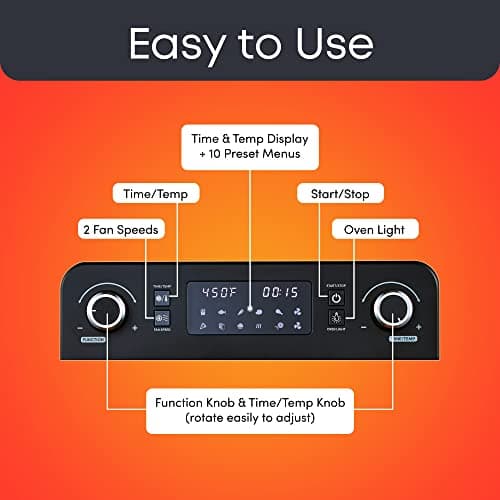 Elite Gourmet EAF9010B All Steel Exterior, 24.5Qt. French Door Air Fryer Convection Countertop Oven, 12" Pizza Extra Large Capacity, Temperature + Timer Controls, Bake, Toast, Broil, Air Fry, Black 5