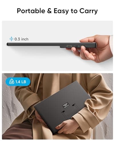 Portable Monitor, 15.6" FHD 1080P Travel Portable Monitor for Laptops, Ultra-Slim External Portable Screen for Laptop with Kickstand, Screen Extender for Laptop PC Mac Phone PS4/5 Xbox Switch 7
