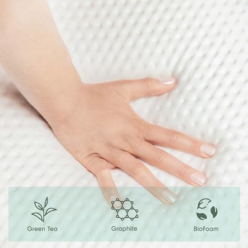 Nestl Green Tea Queen Mattress 12 Inch - Cooling Graphite Memory Foam Mattress Queen Size, Fiberglass Free Queen Mattress in A Box, Pressure Relief Supportive Bed in A Box, CertiPur-US Certified 7