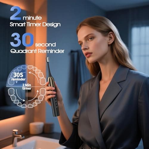 Sonic Electric Toothbrush for Adults - 41,000 VPM Deep Clean with 4 Brush Heads, 5 Modes, 100-Day Battery Life, IPX7 Waterproof Rechargeable Toothbrushes Built-in Smart Timer | Perfect for Home/Travel 7