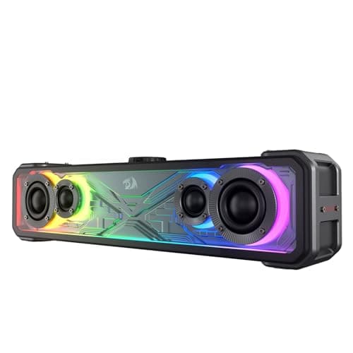Redragon GS817 RGB Desktop Soundbar, 2.0 Channel Stereo Speakers for Desktop w/Massive 30W Max Power, Touch-Control, Bluetooth 5.3 & 3.5mm AUX Inputs, Black