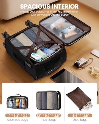 LOVEVOOK Carry on Luggage for Women and Men, Softside Suitcases with Daul Wheels 6