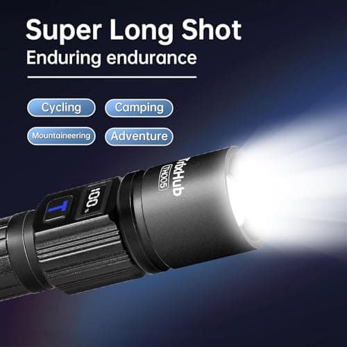 TrixHub Rechargeable Flashlights 2 Pack, Super Bright High Lumens Flash Light, 5 Modes Zoomable Linternas with LCD Digital Display, Powerful Handheld LED Flashlights for Home Emergencies Camping 5