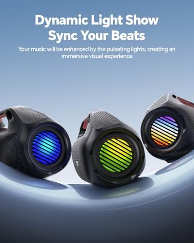 dbsono 100W Bluetooth Speaker, Outdoor Wireless Boombox with Powerful Bass, RGB Lights, IPX7 Waterproof|30H Playtime|USB-C|TWS|AUX, Portable for Party, Camping, Pool, Beach, Backyard-Black 8