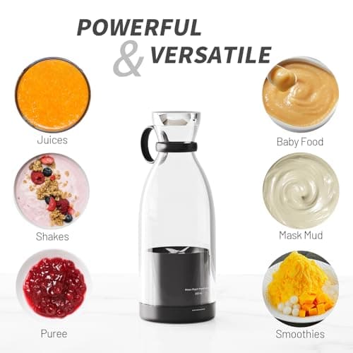 OTPEIR Portable Blender for Shakes and Smoothies with 11.83 Oz Travel Cup and Lid,Durable Stainless Steel Blades for Juice Blending Performance, Black 5