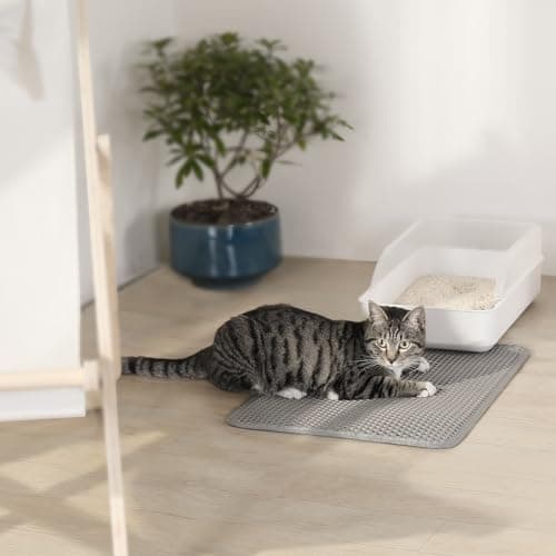Conlun Cat Litter Mat 23"x17", Double Layer Urine & Waterproof Trapping Mat for Kitty Litter Box, Easy to Clean, Non-Slip, Scatter Control Cat Matt for Floor, Gray 8
