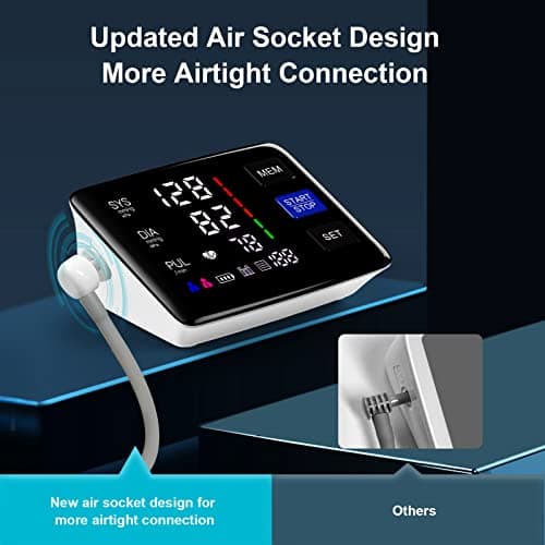 Blood Pressure Monitor, 9-17'' & 13-21'' Extra Large Blood Pressure Cuff Upper Arm, LED Color Backlit Screen Automatic Digital Blood Pressure Machine with USB Cable and 4 AAA Batteries 6