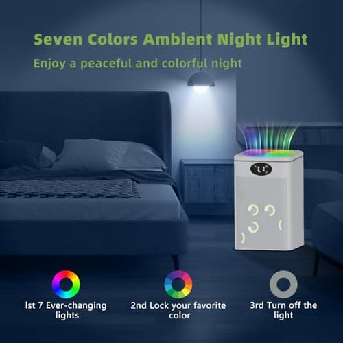 MTOX® Dehumidifier, 75oz Small Quiet Dehumidifiers for Home Bathroom Bedroom Basement RV,Sleep Mode, Auto Shut Off, 7 Colors LED Light, Green and white 7