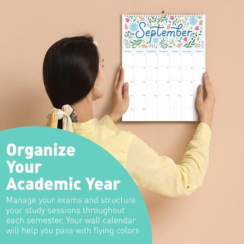 S&O Five Color Floral Wall Calendar from January 2025-June 2026 - Tear-Off Monthly Calendar - 18 Month Academic Wall Planner - Hanging Organizer to Track Anniversaries & Appointments - 13.5"x10.5”in 6