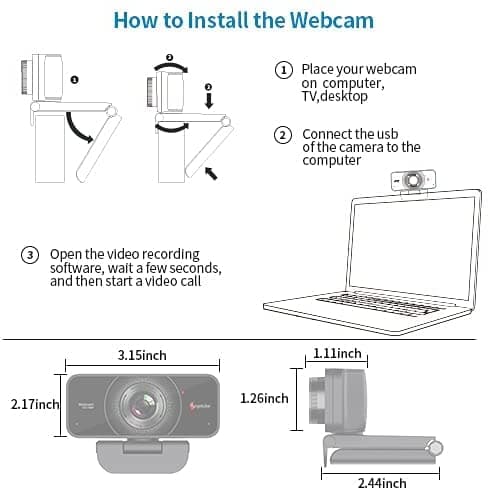 Angetube 1080P Webcam with Microphone - USB Computer Camera for Laptop/Desktop/Mac - HD PC Web Cam for Zoom/Skype/Teams/Xbox, Streaming | Video Conferencing | Calling 6