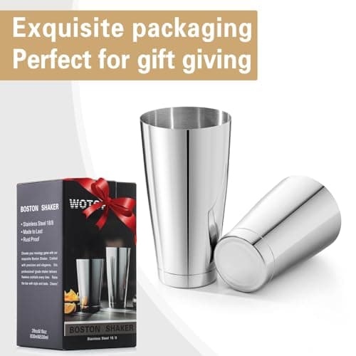 WOTOR Boston Cocktail Shaker Set, 18 oz & 28 oz Stainless Steel Weighted Shaker Tins, Metal Martini Shaker Drink Mixer for Bartending, professional Bar Tools for Bartender （Sliver） 7