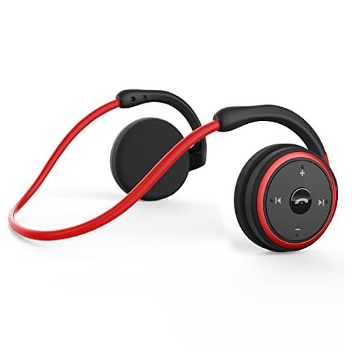 RTUSIA Small Bluetooth Headphones Wrap Around Head - Sports Wireless Headset with Built in Microphone and Crystal-Clear Sound, Foldable and Carried in The Purse, and 12-Hour Battery Life, Red