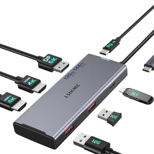 USB C Docking Station Dual Monitor 7 in 1 Laptop Docking Station Triple Monitors for DELL HP Lenovo,USBC Hub Multiport Adapter Dongle with 2HDMI 4K+8k DisplayPort+2*USB-A+1USB-C+USB-C Charging 100w