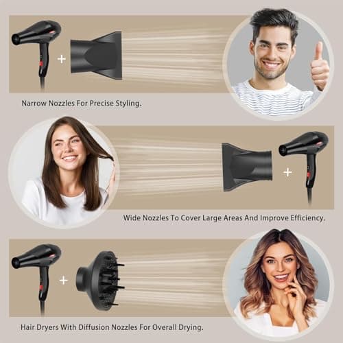 Hair Dryer Professional Ionic Salon Hair Dryer 2400W Powerful Fast-Drying Blue Light Ionic Hair Dryers with Diffuser, AC Motor Constant Temperature Quiet Ion Dryers for Women Men 5