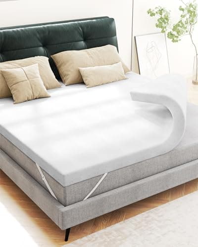 Ferlizer 4" [Full XL] Mattress Topper, Memory Foam Mattress Topper Full Extra Long for College Dorm with Ultra Soft Cover & Corner Straps, CertiPUR-US Certified, Grey