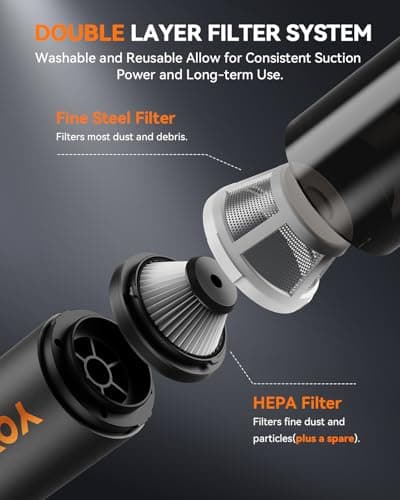 yoyoto Car Vacuum, Handheld Vacuum Cordless with 21000Pa Powerful Suction & 3 Modes, 4-in-1 Portable Hand Held Mini Vacuum Cleaner Rechargeable, Ultra Light for Car Home Office (Black) 5