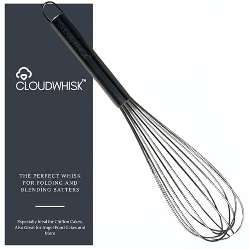 CLOUDWHISK™ 14-Inch Professional Balloon Large Stainless Steel Metal Cake Whisk. Specially designed for Folding and Blending Cake Batters to Achieve Fluffier Cakes