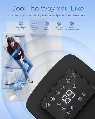 FIOGOHUMI 10000BTU Portable Air Conditioners - Portable AC Unit with Built-in Dehumidifier Fan Mode for Room up to 350 sq.ft. - Room Air Conditioner with 24H Timer & Remote Control Window Mount Kit 6