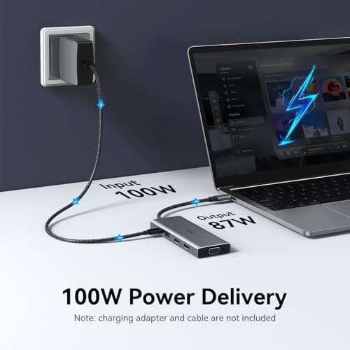 USB C Docking Station Dual Monitor HDMI Adapter for Dell HP Lenovo,Laptop Docking Station 3 Monitors USB C Hub Multiple Adapter Dongle with 2 HDMI 4K+VGA+100W PD Charger+3 USB Port+SD/TF Card Reader 7