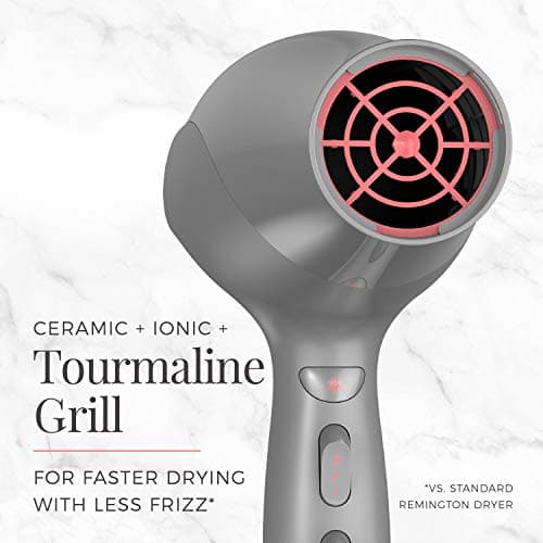 Remington Damage Protection Hair Dryer with Ceramic Ionic Tourmaline Technology, Grey, Diffuser and Concentrator, 3 Piece Set 7