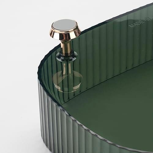 Makeup Perfume Organizer, Bathroom Vanity Tray, Decorative Dresser Tray, Countertop Organizer Tray for Cosmetics, Dark Green 3