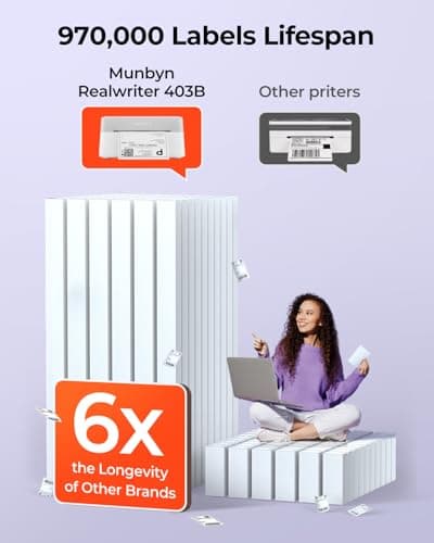 MUNBYN Bluetooth Thermal Label Printer RW403B, Wireless 4x6 Shipping Label Printer for Small Business, Compatible with Android, iPhone, Windows, Mac, Chromebook, Print Width 1.57"-4.25" (Grey) 8