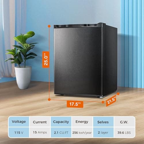 Kismile 2.1 Cu.ft Compact Upright Freezer with Reversible Single Door,Removable Shelves Mini Freezer with Adjustable Thermostat for Home/Kitchen/Office (2.1 Cu.ft, Black) 6