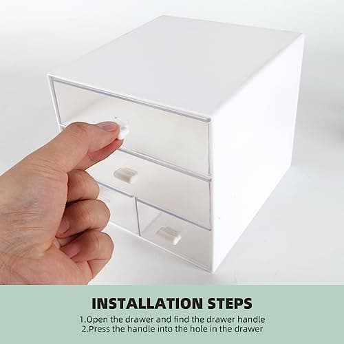 Yunqing Desk Organizer with 4 Clear Drawers - Plastic Desk Organizers and Accessories, Stackable Drawer Organizer Makeup Organizer, Multifunctional Office Organization for Pencils, Paperclips, Tape 8