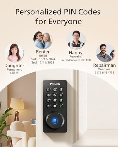 Philips Wi-Fi Door Lock, WiFi Smart Lock Keyless Entry Deadbolt for Front Door, Compatible with Alexa & Google Assistant, Remote Control, Built-in WiFi, APP Fingerprint Passcode Unlock, Auto Locking 7