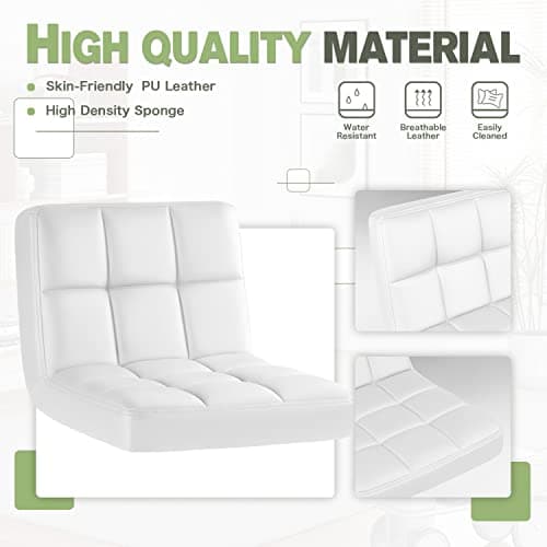 Furmax Bar Stools Modern Pu Leather Swivel Adjustable Hydraulic Bar Stool Square Counter Height Stool Set of 2 (White) 5