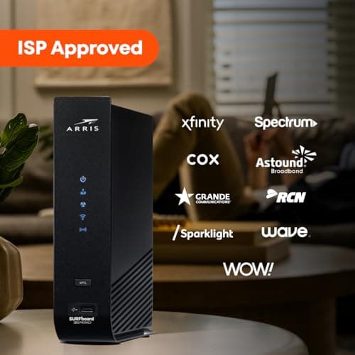 ARRIS (SBG7400AC2) - Modem Router Combo - Fast DOCSIS 3.0 & AC2350 WiFi, [Check with your provider for compatibility], Four 1 Gbps Ports, Up to 960 Mbps Max Internet Speed 12