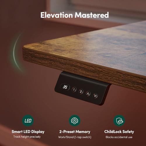 FEZIBO 75x63 L Shaped Standing Desk, Electric Height Adjustable L Shaped Desk, Suitable for Home Office, Vintage-Brown 9