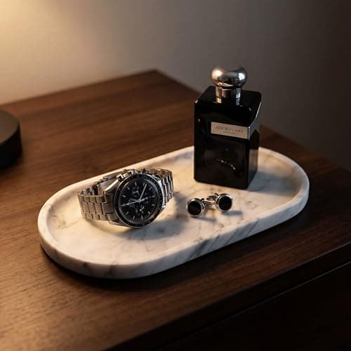 YKAJO 11.6" x 5.9" Oval Real Marble Tray for Bathroom & Kitchen Counter — 100% Natural Stone Decorative Vanity Tray for Dresser & Perfume — Heavy Catchall Organizer for Soap & Jewelry, White Gray 11