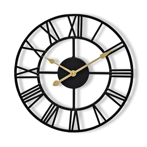 Sorbus Large Wall Clock for Living Room Decor - 12 inch Big Wall Clock Decorative - Battery Operated - Roman Numeral Analog Large Clock for Bedroom, Room, Home, Kitchen, Office, Wall Decor (Black)