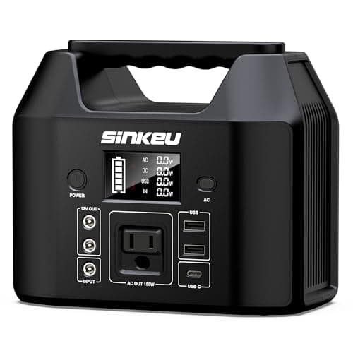 SinKeu Portable Power Station 122.8Wh, LiFePO4 Battery Solar Generator for Home Use, 150W Power Bank with AC Outlet for Camping, RV, Emergency Backup