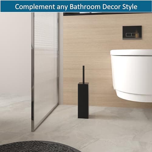 BVL Toilet Brush and Holder Set Black Freestanding for Bathroom 2