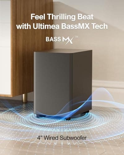 ULTIMEA 7.1ch Virtual Surround Sound Bar, Sound Bar for Smart TV with 4 Surround Speakers, Peak Power 330W, Surround Sound System for TV, App Control, TV Soundbar with Subwoofer, Opt/AUX/BT, Aura A40 5