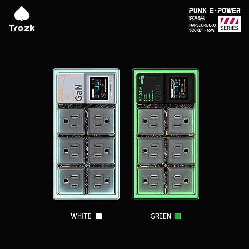 Trozk Surge Protector Power Strip, 6 Outlets with 2 USB A and 2 USB C Port for Multiple Devices, Color Digital Screen, 65W Power Delivery Charging for Home, Office, Dorm Essential (White) 9