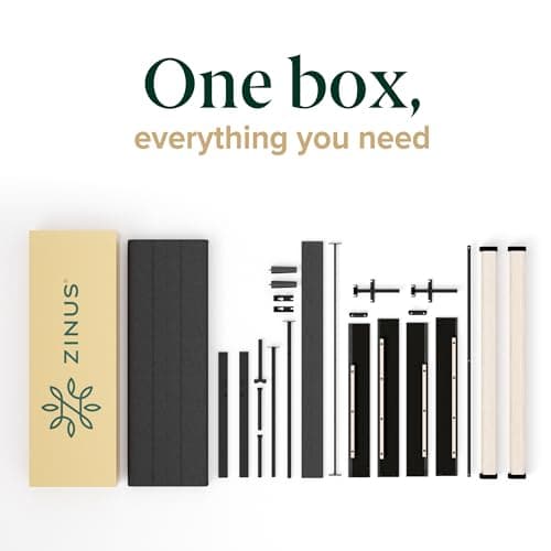 Zinus Full Piper Upholstered Platform Bed with Horizontal Paneled Headboard, Wooden Slat Support, No Box Spring Needed, Easy Assembly, Eco Friendly Packaging, Dark Grey 7