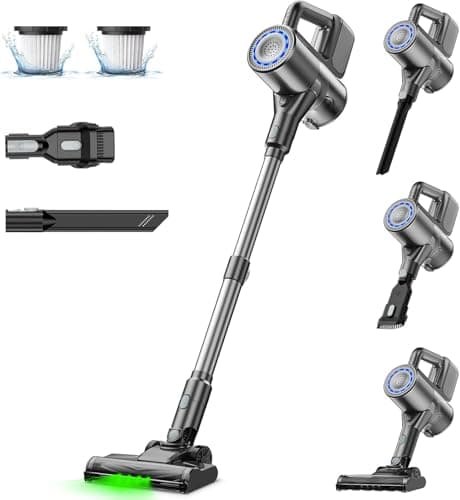 Cordless Vacuum Cleaner, 40Kpa/40Mins Cordless Vacuum and Mop Combo, Lightweight and Versatile, Deep Cleans, Self-Standing, Green LED, Stick Vacuums for Hardwood Floor Carpet Car Pet Hair
