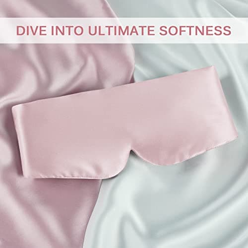 Zenssia 100% Mulberry Silk Sleep Mask Eye Mask for Man and Woman with Adjustable Headband, Full Size Large Sleep Mask & Blindfold for Total Blackout for All Night Sleep, Travel & Nap- Light Plum 7