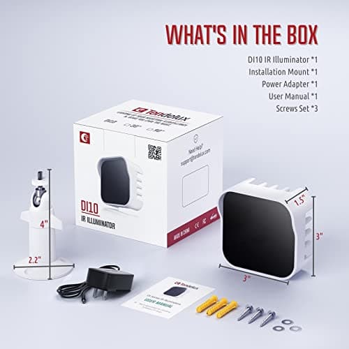 Tendelux DI10 IR Illuminator | Medium Range Infrared Flood Light for Security Camera (w/Power Adapter) 6