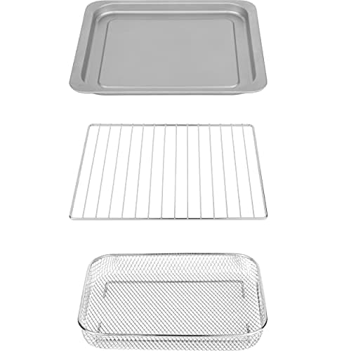 GE Mechanical Air Fryer Toaster Oven + Accessory Set | Convection Toaster with 7 Cook Modes | Large Capacity Oven - Fits 12" Pizza | Countertop Kitchen Essentials | Stainless Steel 6